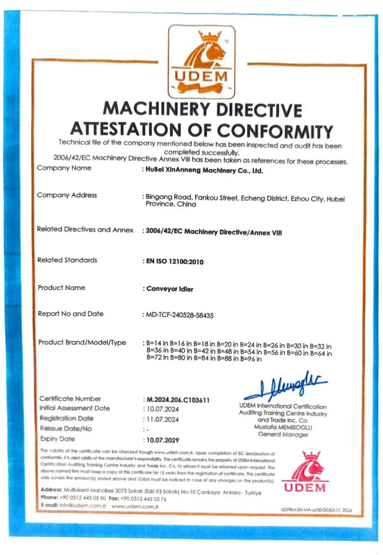 EU Foreign Trade Idler CE certification